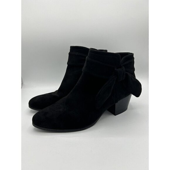 Old Navy Faux-Suede Bow-Tie Ankle Black Boots for Women Zipper Size 8 - Picture 3 of 11